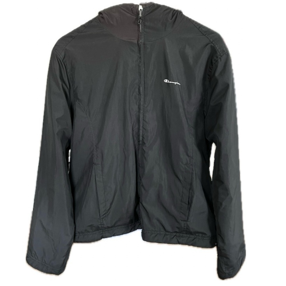 Champion Women’s Windbreaker Jacket Hooded Lightweight Black Medium - Picture 2 of 9